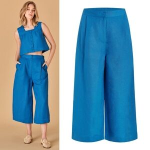 Olivia by Livro Linen Nadia Pants in Lagoon Size Medium NWT